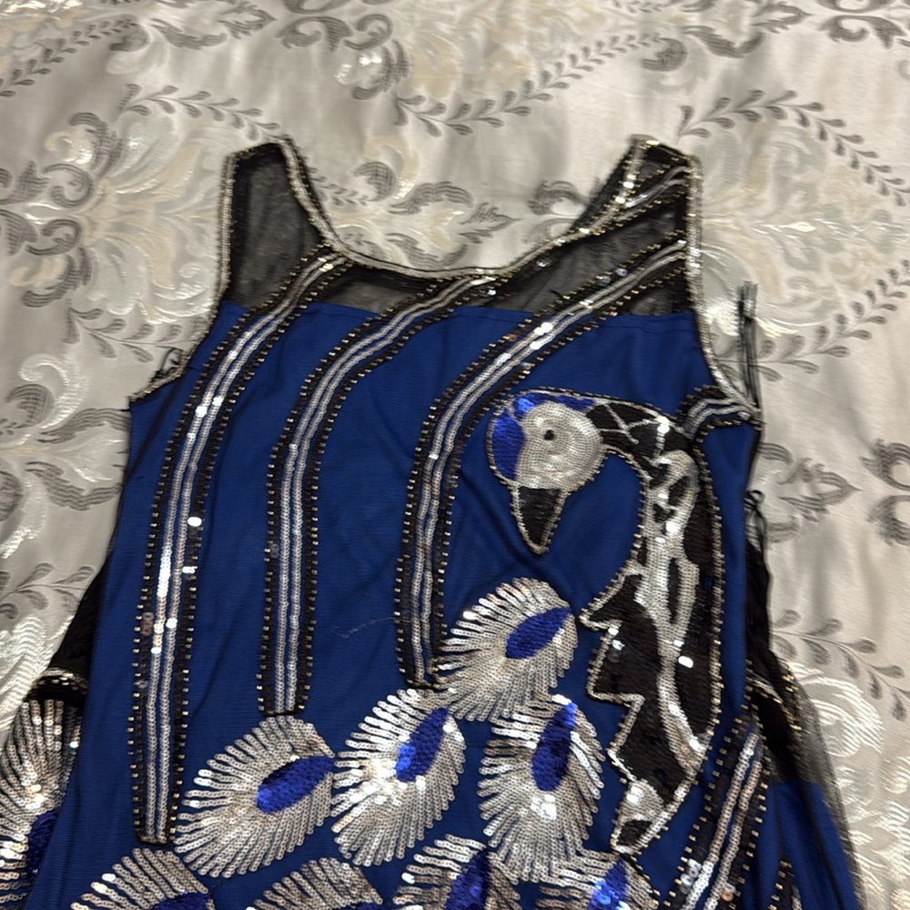 Elegant Black and Blue Midi Dress